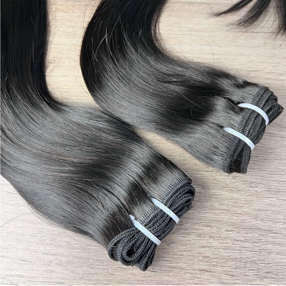 Triippy Raw Human Hair Natural Black Straight 16 18 Inch Sew In Hair Extensions - Picture 6 of 14